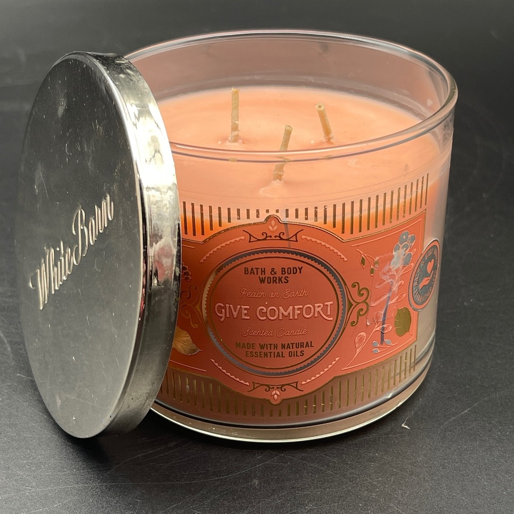 Bath Body Works Peach on Earth Give Comfort 3 Wick Scented‎ Candle 14.5oz